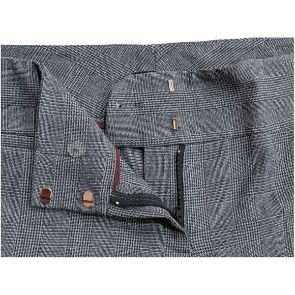 Womyn NYC Women's Olivia Pant Grey Tartan Mini Check Plaid Size 14 Style#1317-AF - Picture 4 of 5